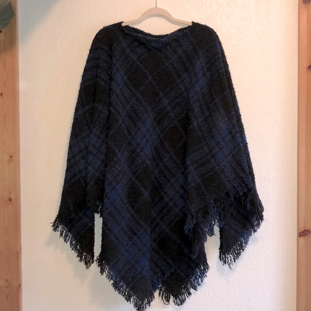Plaid Blanket Poncho